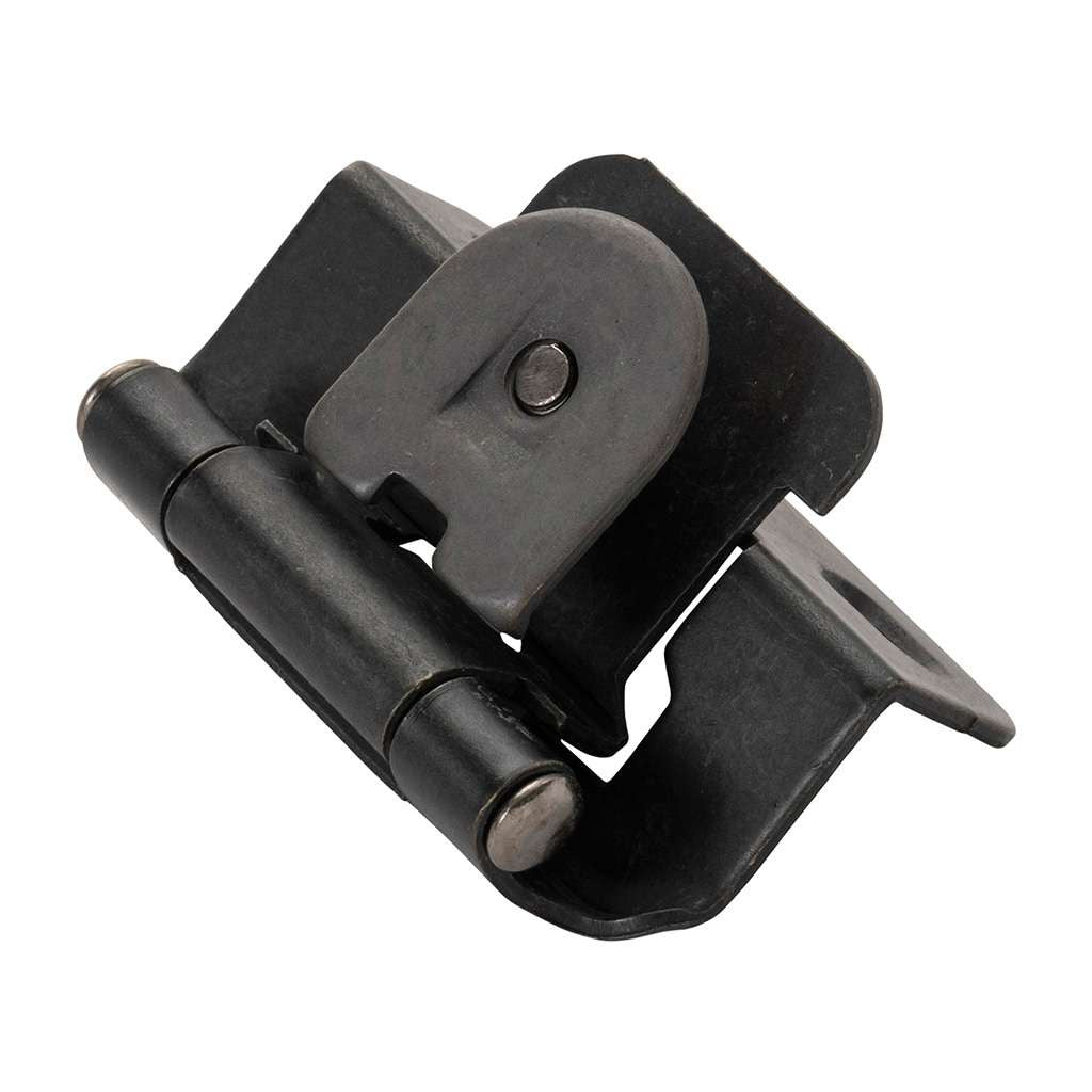HICKORY Single Demountable 1/2" Overlay Partial Wrap Cabinet Hinge (pair) in Black Iron P5313-BI Angle