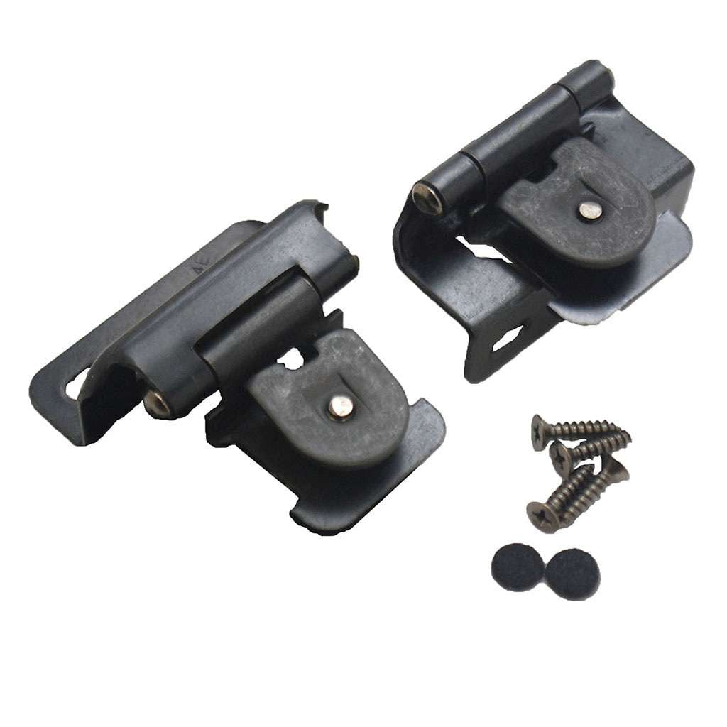 HICKORY Single Demountable 1/2" Overlay Partial Wrap Cabinet Hinge (pair) in Black Iron P5313-BI Pair