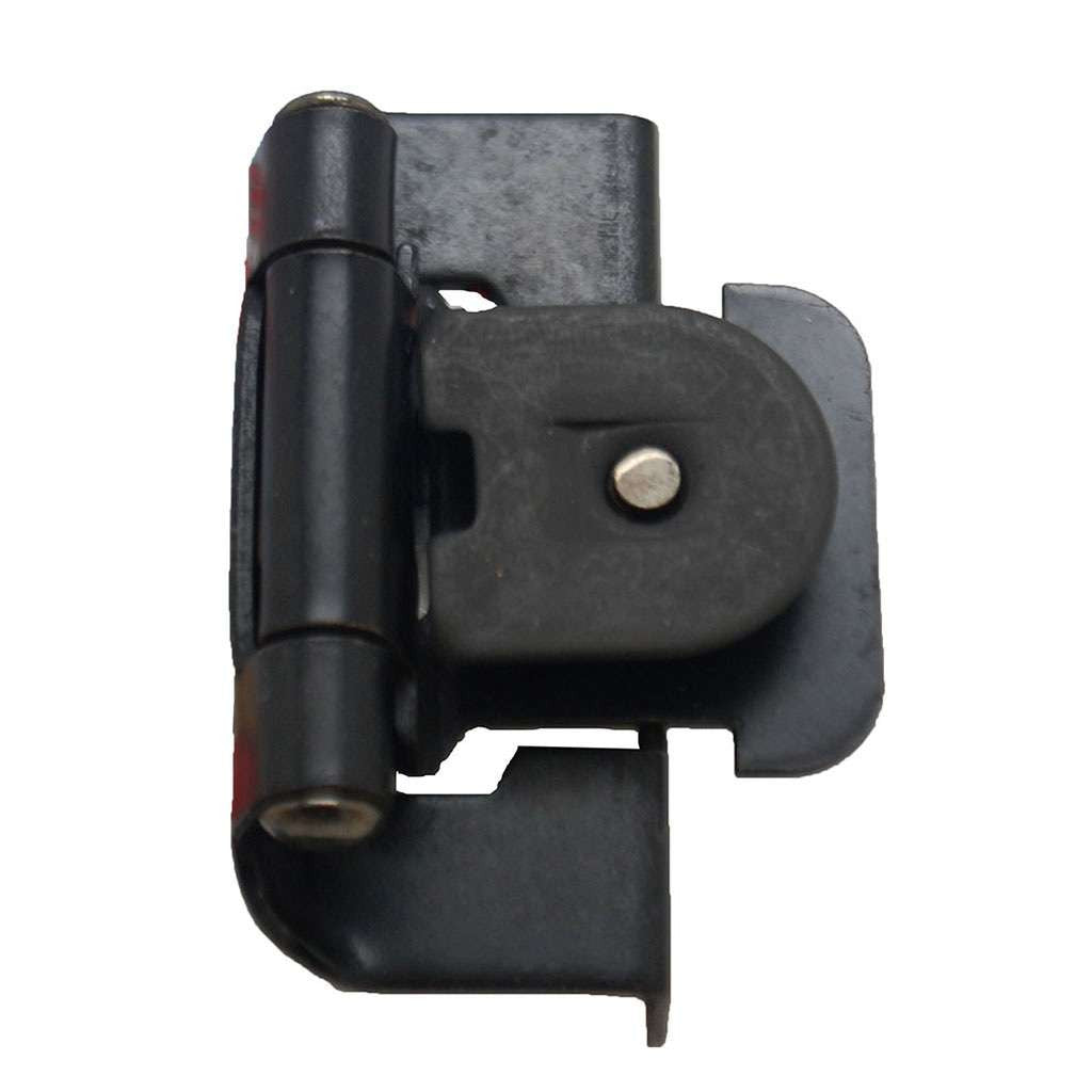 HICKORY Single Demountable 1/2" Overlay Partial Wrap Cabinet Hinge (pair) in Black Iron P5313-BI
