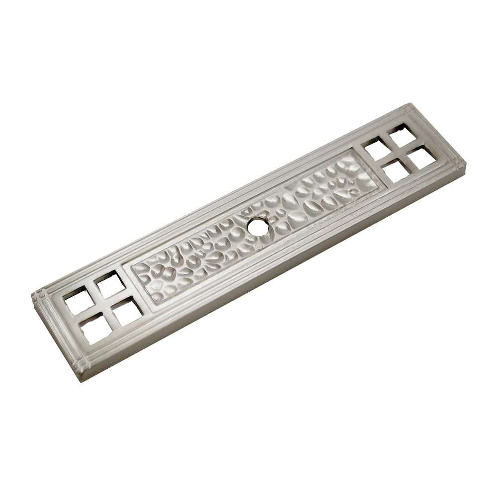 Stone Harbor Arts and Crafts 4-1/8" Long Rectangle Knob Backplate in Satin Nickel 9413-15